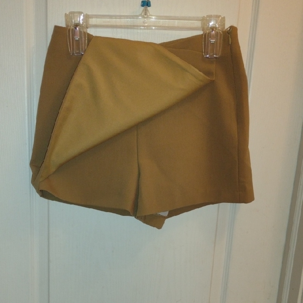 Zara Tan Skorts with Asymmetrical Wrap Design